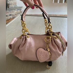 Vintage Y2K Juicy Couture baby pink leather purse. Good condition!